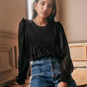 Sezane Black Eva Blouse Size 42